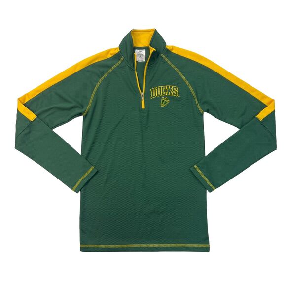 Oregon Ducks Training Shirt Mens S Small Green Gold Quarter Zip Long Sleeve - Picture 1 of 9